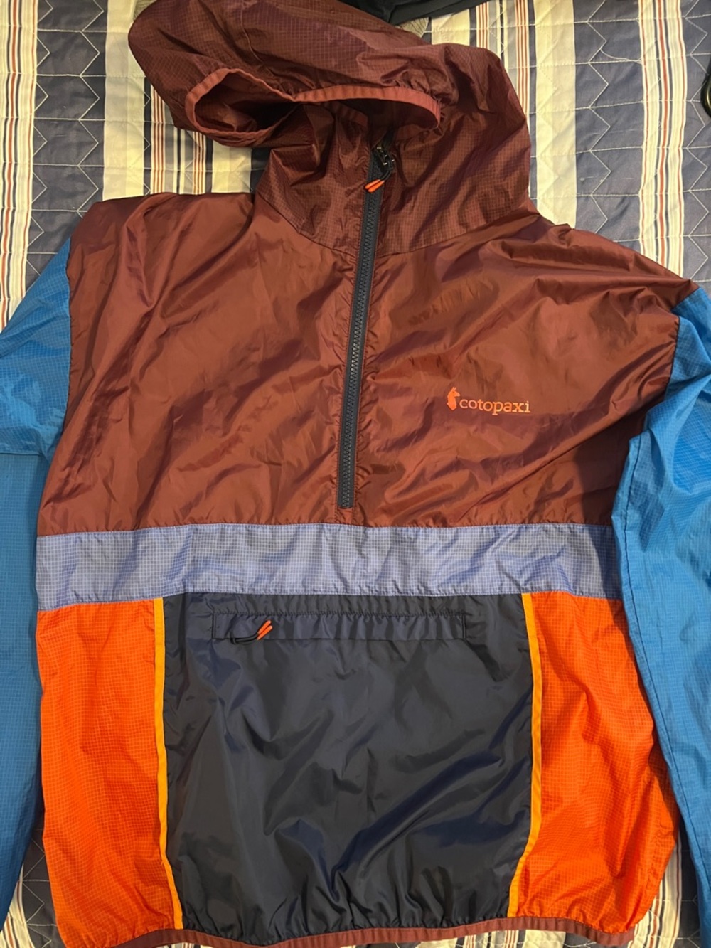 cotopaxi Ripstop Colorblock Hooded Pullover - Burgundy, Blue, Orange, Navy